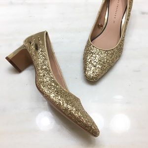 Zara | Gold Glitter Heels 37